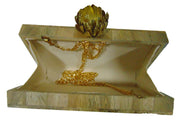 Wooden Embroidery Patch Clutch Bag