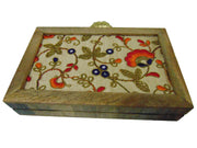 Wooden Embroidery Fabric Clutch Bag