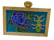 Wooden Embroidery swatch Clutch Bag