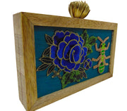 Wooden Embroidery swatch Clutch Bag