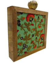 Wooden Box Embroidery Clutch Bag