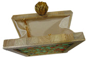 Wooden Box Embroidery Clutch Bag