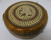 Golden Round shaped Box Clutch Bag Elephant inlay