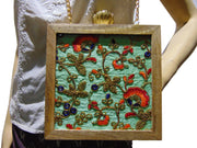 Wooden Box Embroidery Clutch Bag