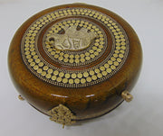 Golden Round shaped Box Clutch Bag Elephant inlay