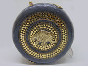 Brass decoration round shape box clutch purse