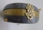 Brass decoration round shape box clutch purse