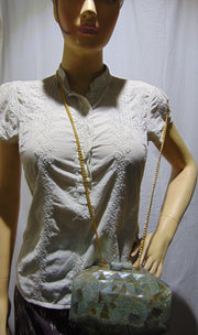MOP & RESIN HANDMADE SHELL CLUTCH BRIDAL BAGS