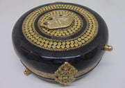Metaliic black Brass round box clutch purse