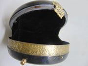 Metaliic black Brass round box clutch purse
