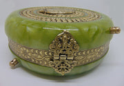 Metallic lime green Brass decoration round box clutch purse