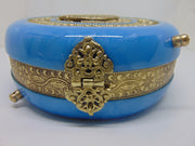 Metallic sky blue Brass decoration round box clutch purse