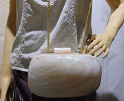 Vintage Mother Of Pearl Shell Purse Mop Clutch Bag