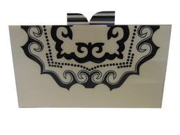 Beige Black Handcrafted Resin Clutch