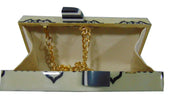 Beige Black Handcrafted Resin Clutch