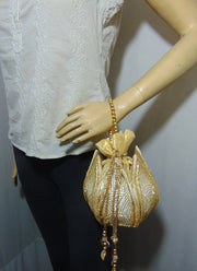 Designer Embroidered Lotus Potli