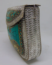Silver Metal clutch party sling bag