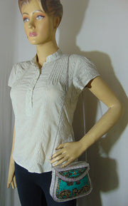 Silver Metal clutch party sling bag