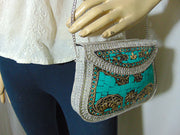 Silver Metal clutch party sling bag