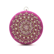 Designer Embroidery Round Clutch Bag