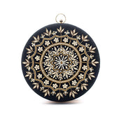 Designer Embroidery Round Clutch Bag