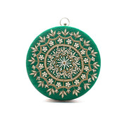 Designer Embroidery Round Clutch Bag