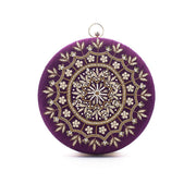 Designer Embroidery Round Clutch Bag