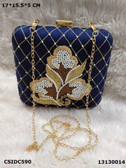 Zari Embroidery Clutch Box Bag