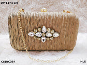 Zari Embroidery Clutch Box Bag