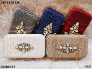 Zari Embroidery Clutch Box Bag