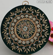 Designer Embroidery Round Clutch Bag