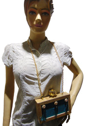 Tassel Wooden Box Clutch Bag
