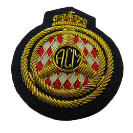 Hand Embroidered silver & gold  Bullion Wire cap Badges
