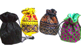 SATIN EMBROIDERY DRAWSTRING POUCH