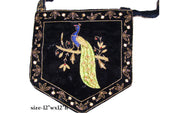 PEACOCK DESIGN  VELVET EMBROIDERY BAG