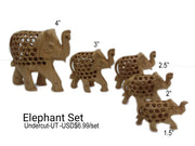 WOODEN CARVED ANIMAL & BIRD SET