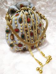 Drawstring silk Potli Bags Ethnic Designer Potli Purse