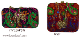 INDIAN TRADITIONAL EMBROIDERY CLUTCH BOX/BAG