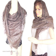 POLYESTER VISCOSE ARAB SCARF WITH TASSEL & FRINGE