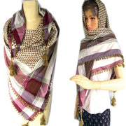 LEAF DESIGN POLYESTER VISCOSE ARAB SCARF