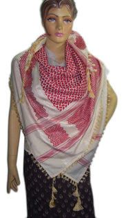 Red &Cream base leaf desgn arab arafat scarf