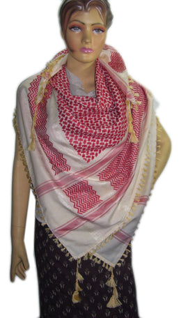 Red &Cream base leaf desgn arab arafat scarf