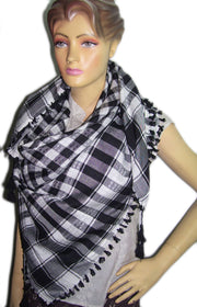 Check Design Arafat Scarf With Tassel & Fringe