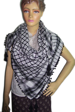 Check Design Arafat Scarf With Tassel & fringe