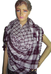 Check Design Arafat Scarf With Tassel & Fringe