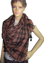 Check Design Arafat Scarf With Tassel & Fringe