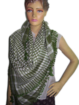 Small Check Design Arafat Scarf With Tassel & Fringe
