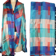 CASHMERE SILK CHECK SCARF