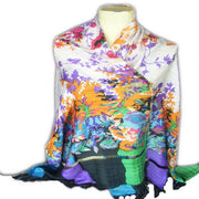FLOWER PRINT SILK VISCOSE SCARF