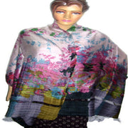 FLOWER PRINT SILK VISCOSE SCARF